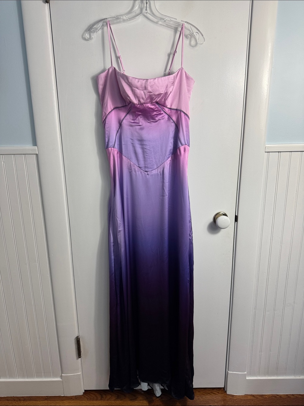 House of CB ANABELLA Ombre Print Lace Up Maxi Dress Pink Purple Size Large - Picture 2 of 16